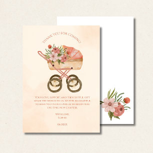 Thank you for coming card, rustic baby carriage card