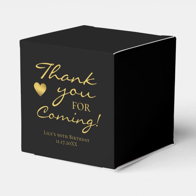 Thank You For Coming Classic Gold Script Birthday Favour Box (Back Side)