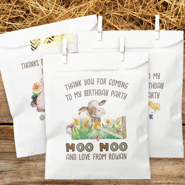Thank You for Coming Cow Moo Moo Farm Theme Favour Bag (Farm theme birthday party favor bags inspired by old macdonald nursery rhyme
)