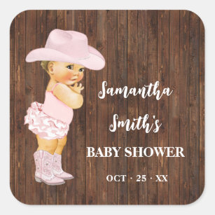 Thank You for Coming Cowgirl Western Baby Shower Square Sticker