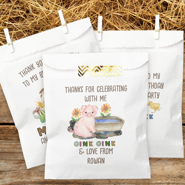 Thank You for Coming Cute Pig Farm Birthday Favour Bag (Farm theme birthday party favor bags inspired by old macdonald nursery rhyme
)
