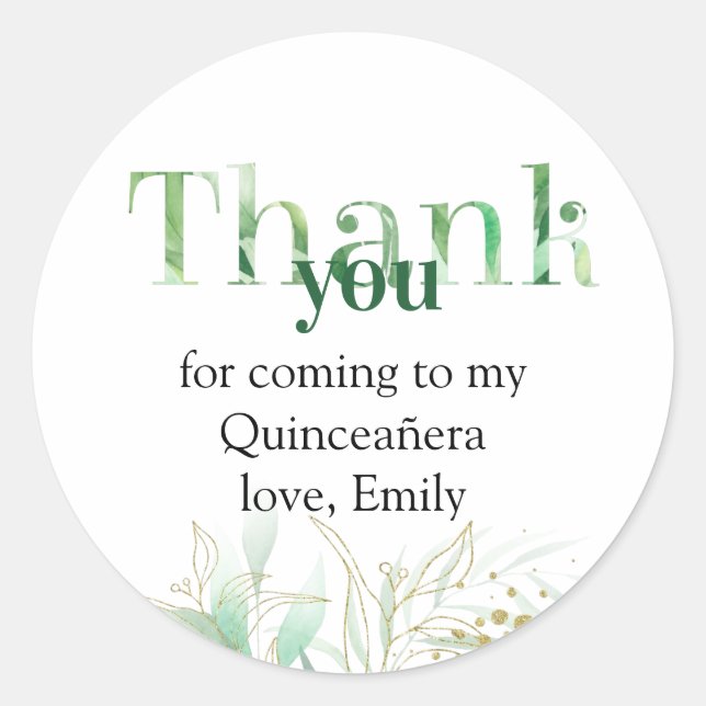 Thank You for Coming Elegant Foliage and Greenery Classic Round Sticker (Front)