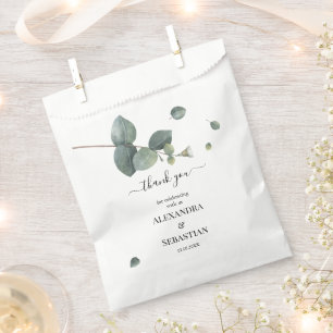 Thank you for coming eucalyptus wedding favour tag bag