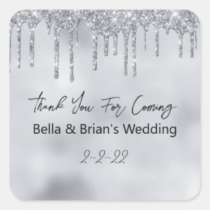 Thank You For Coming Event  Silver Sparkle  Square Sticker