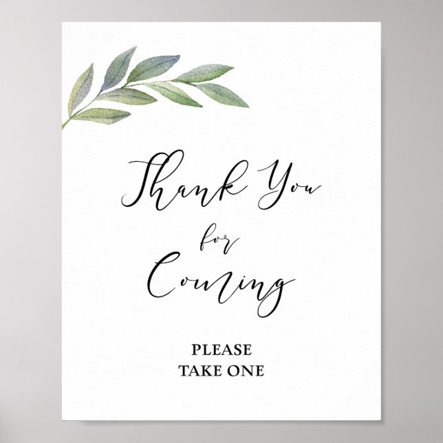 Thank You For Coming Favour Sign Olive Leaf Sign (Front)