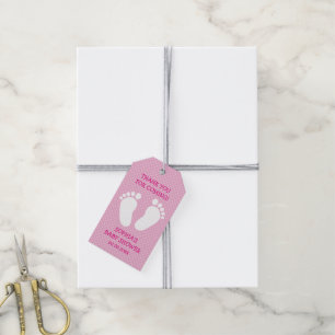 Thank you for coming footprints baby shower favour gift tags