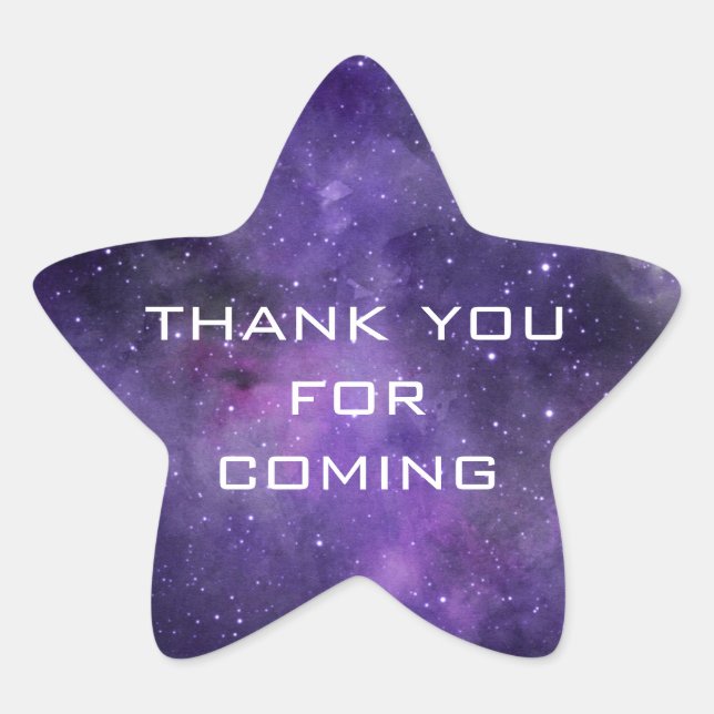 Thank You for Coming | Galaxy Space Birthday Party Star Sticker (Front)