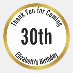 Thank You for Coming Gold White Elegant Birthday Classic Round Sticker