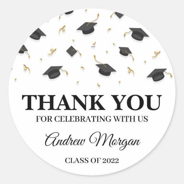 Thank You For Coming Graduation Custom Classic Round Sticker (Front)