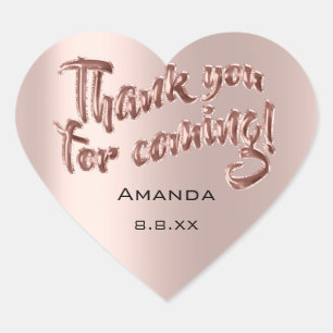 Thank You For Coming Heart Rose Bridal Wedding Bab Sticker