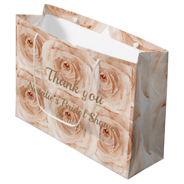Thank you for coming l Elegant bridal shower roses Large Gift Bag (Front Angled)