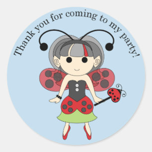 Thank You for Coming Ladybug Fairy Sticker Blue