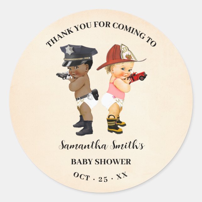 Thank You for Coming Little Recruit Baby Shower Classic Round Sticker (Front)