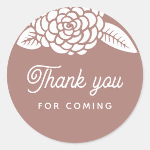 Thank you for coming. Mauve floral baby shower Classic Round Sticker