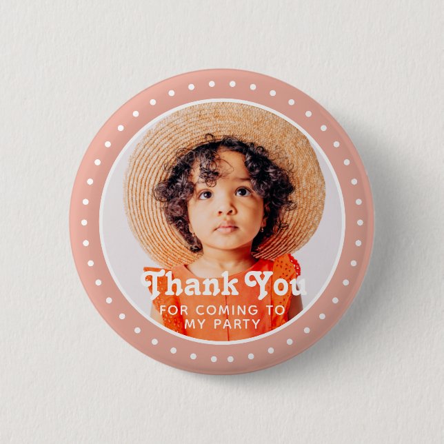 Thank You For Coming Modern Dots Custom Photo 6 Cm Round Badge (Front)