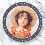 Thank You For Coming Modern Dots Custom Photo Classic Round Sticker<br><div class="desc">This simple and modern design is composed of serif typography and add a custom photo."Thank You For Coming To My Party" on top of your custom photo. Perfect for birthday party favours or give-aways,  or gift bags,  birthday party envelope seals,  anniversaries,  or any other party!</div>