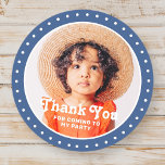 Thank You For Coming Modern Dots Custom Photo Classic Round Sticker<br><div class="desc">This simple and modern design is composed of serif typography and add a custom photo."Thank You For Coming To My Party" on top of your custom photo. Perfect for birthday party favours or give-aways,  or gift bags,  birthday party envelope seals,  anniversaries,  or any other party!</div>