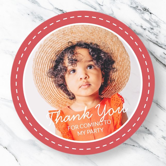 Thank You For Coming Modern Preppy Custom Photo Classic Round Sticker (Creator Uploaded)