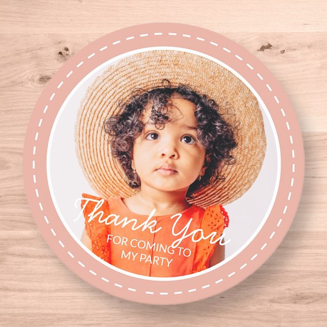 Thank You For Coming Modern Preppy Custom Photo Classic Round Sticker (Creator Uploaded)