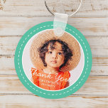 Thank You For Coming Modern Preppy Custom Photo Key Ring<br><div class="desc">This simple and modern design is composed of serif typography and add a custom photo."Thank You For Coming To My Party" on top of your custom photo. Perfect for birthday party favours or give-aways,  or gift bags,  anniversaries,  or any other party!</div>