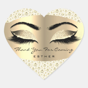Thank You For Coming Name Heart White Gold Sticker