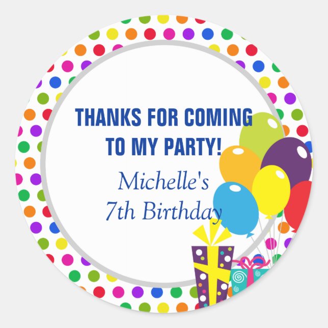 Thank You for Coming - Party Favour Sticker (Front)