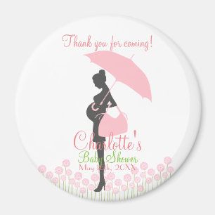Thank You For Coming! Pink Silhouette Baby Shower Magnet