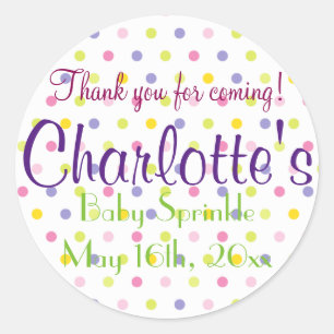 Thank You For Coming! Polka Dot Baby Sprinkle Classic Round Sticker