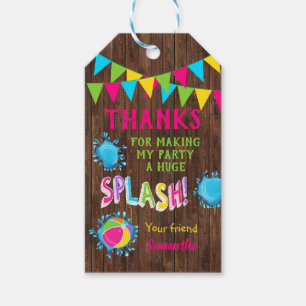 Thank you for coming pool party favour tag