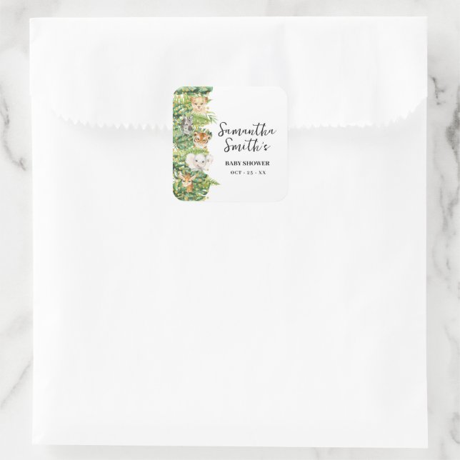 Thank You for Coming Safari Animals Baby Shower Square Sticker (Bag)