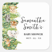 Thank You for Coming Safari Animals Baby Shower Square Sticker (Front)