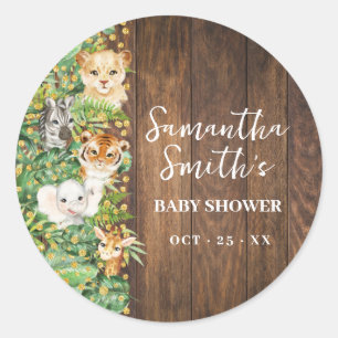 Thank You for Coming Safari Rustic Baby Shower Classic Round Sticker