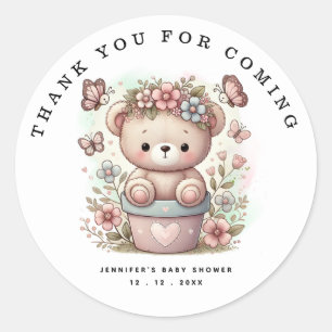 Thank You for Coming – Teddy Bear Custom Name Classic Round Sticker