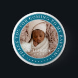 Thank You For Coming To My Baptism Modern Photo 6 Cm Round Badge<br><div class="desc">This simple and classic design is composed of serif typography and add a custom photo. Thank you for coming to the holy Baptism.</div>
