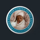 Thank You For Coming To My Baptism Modern Photo 6 Cm Round Badge<br><div class="desc">This simple and classic design is composed of serif typography and add a custom photo. Thank you for coming to the holy Baptism.</div>