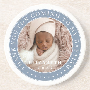 Thank You For Coming To My Baptism Modern Photo Coaster