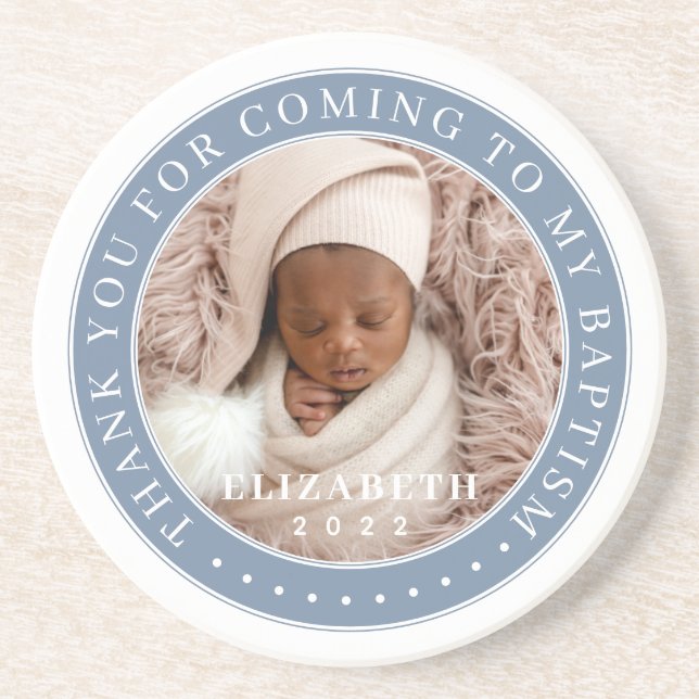 Thank You For Coming To My Baptism Modern Photo Coaster (Front)