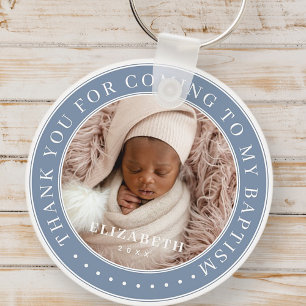 Thank You For Coming To My Baptism Modern Photo Key Ring