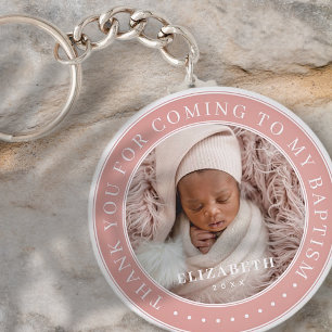 Thank You For Coming To My Baptism Modern Photo Key Ring
