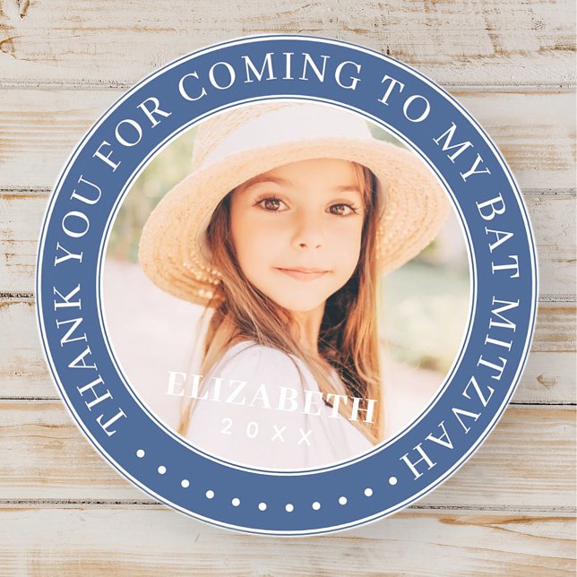 Thank You For Coming To My Bat Mitzvah Photo Classic Round Sticker (Creator Uploaded)