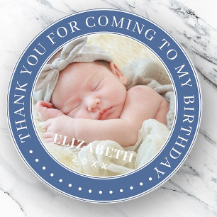 Thank You For Coming To My Birthday Modern Photo Classic Round Sticker