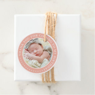 Thank You For Coming To My Birthday Modern Photo Favour Tags