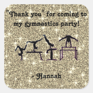 "Thank you" for coming to my Gymnastics Party! Square Sticker