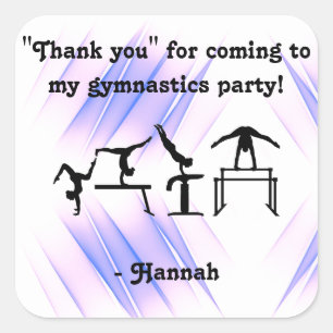"Thank you" for coming to my Gymnastics Party! Square Sticker