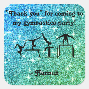 "Thank you" for coming to my Gymnastics Party! Square Sticker