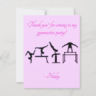 "Thank You" for coming to my GYMNASTICS PARTY! Thank You Card