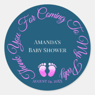 Thank You For Coming To My Party Baby Shower Pink Classic Round Sticker