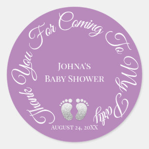 Thank You For Coming To My Party Baby Shower Purpl Classic Round Sticker