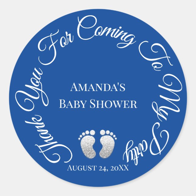 Thank You For Coming To My Party Baby Shower Royal Classic Round Sticker (Front)