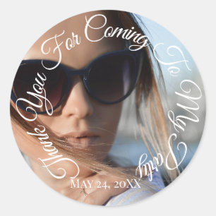 Thank You For Coming To My Party Photo Bridal Classic Round Sticker